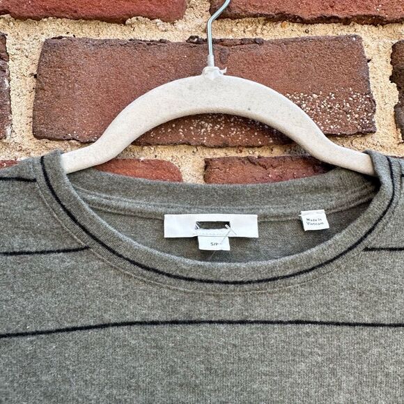 VINCE $145 Striped Top long sleeve olive green womens small - Picture 6 of 9